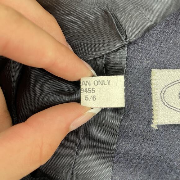 Vintage Avant garde Blazer Women 0 Navy Skirt Set Midi Slit Wool* Victorian Suit - Picture 14 of 16